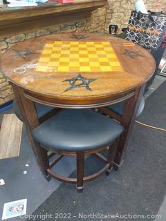 Pub Style Checkers/Chess Table And Chair Set