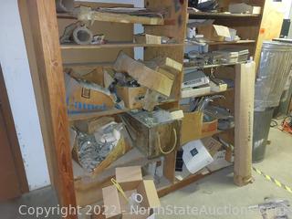 Lot Of Misc Electrical Supplies And Shelf (behind cage)
