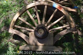 Lot of 2 Wagon Wheel Bench Sides and Base
